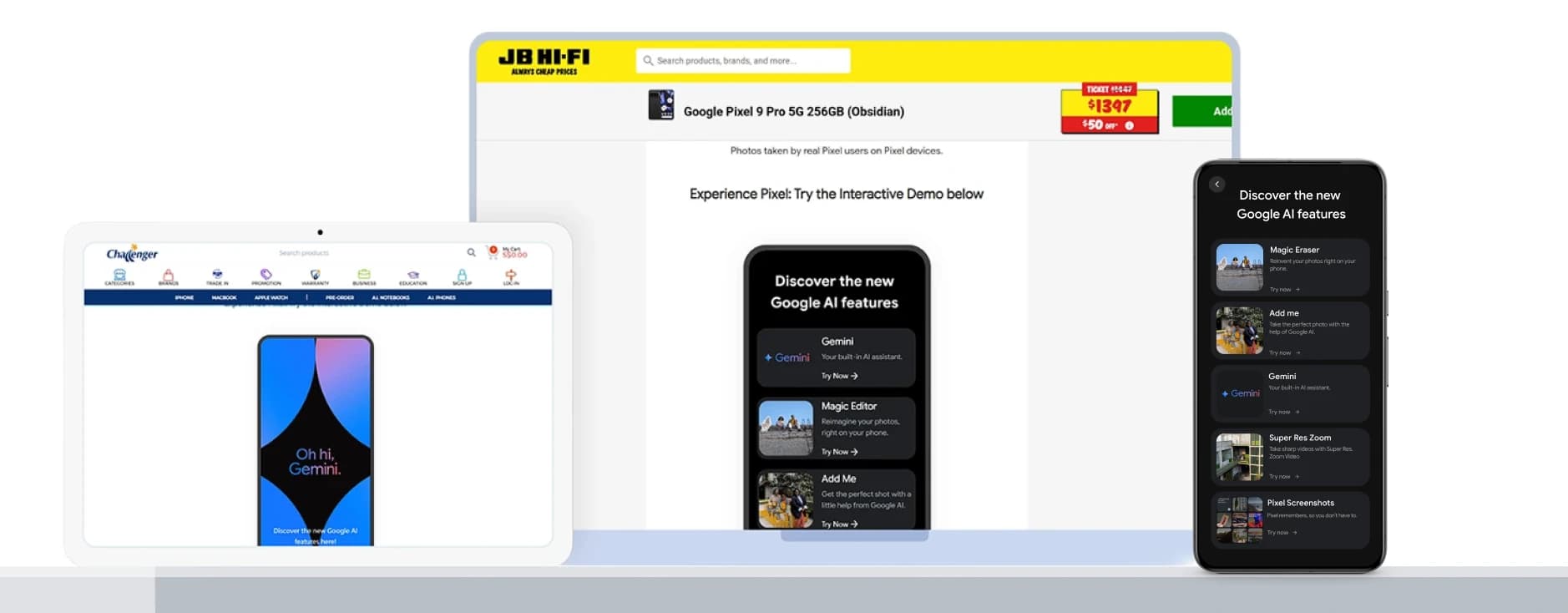 The demo across desktop, tablet and mobile